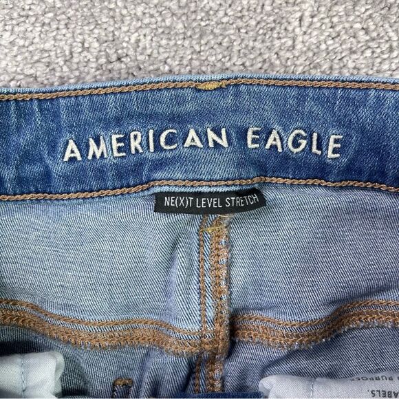 American Eagle Jeans Women’s 4 Short Blue Medium Wash High Rise Jegging Stretch - Picture 5 of 13